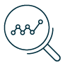 Icon of a magnifying glass with chart in the glass portion