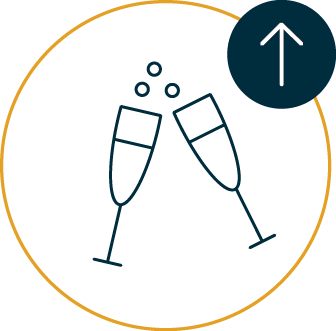 line graphic image of champagne glasses